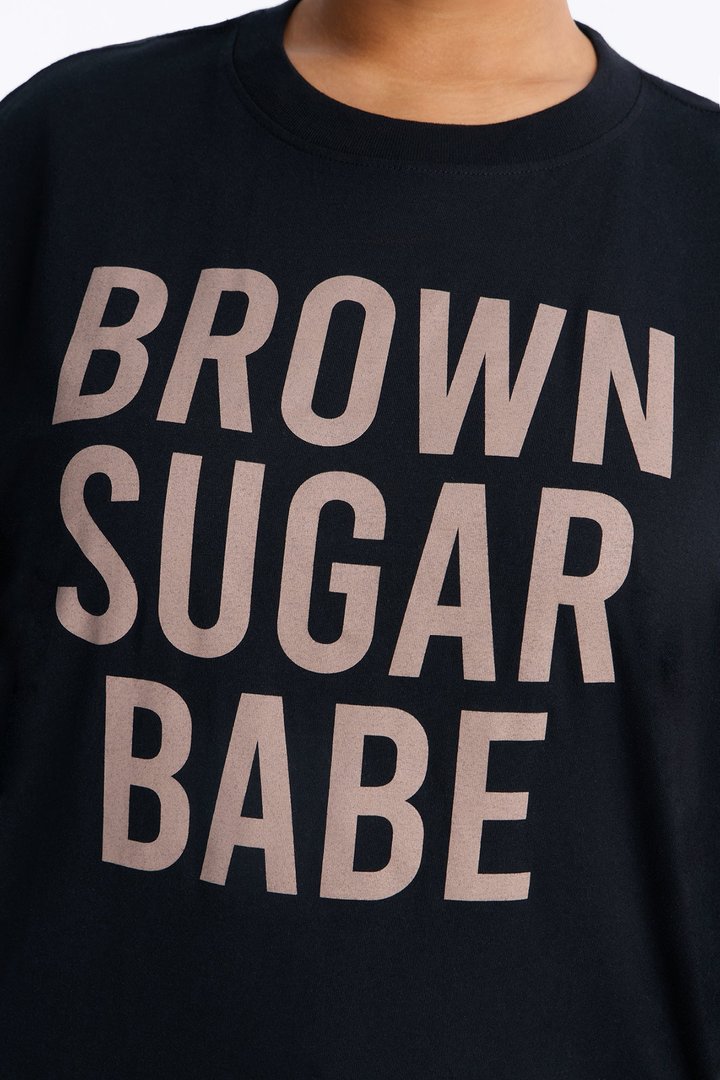 Brown Sugar Babe Washed Tee - Black