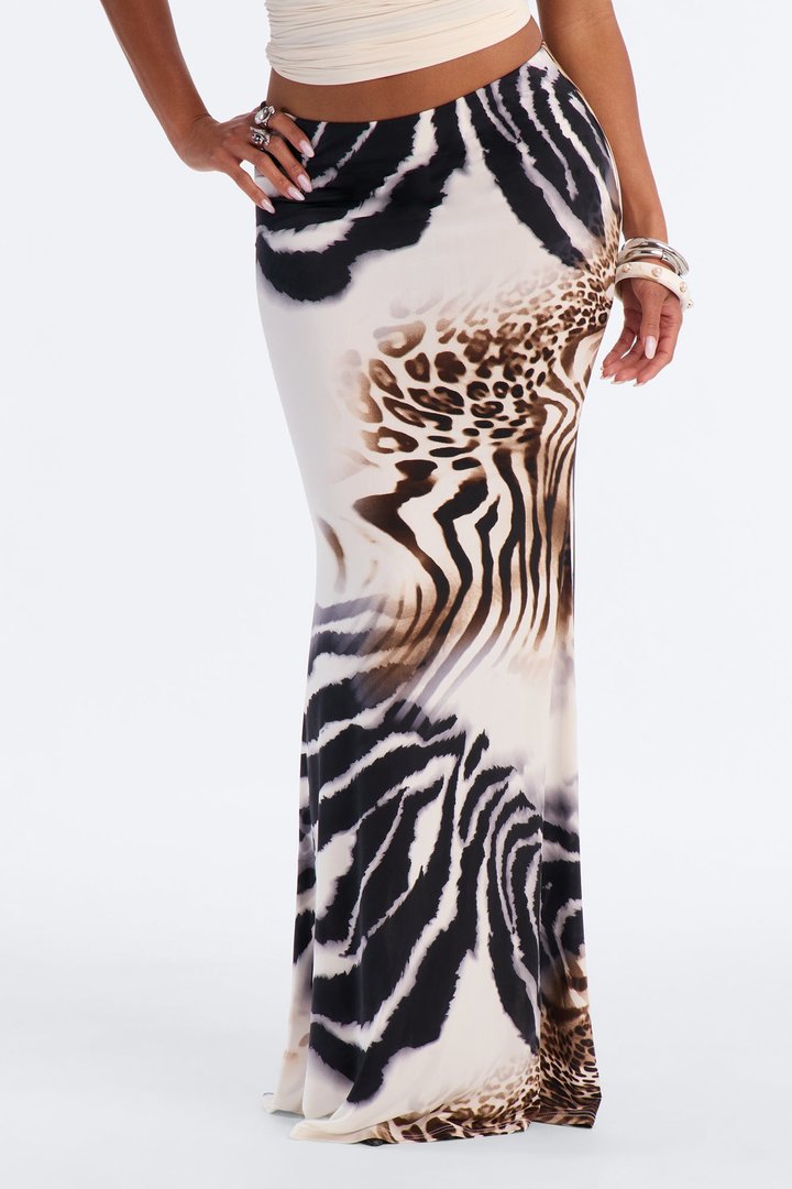 Safari Nights Mermaid Maxi Skirt - Black/combo