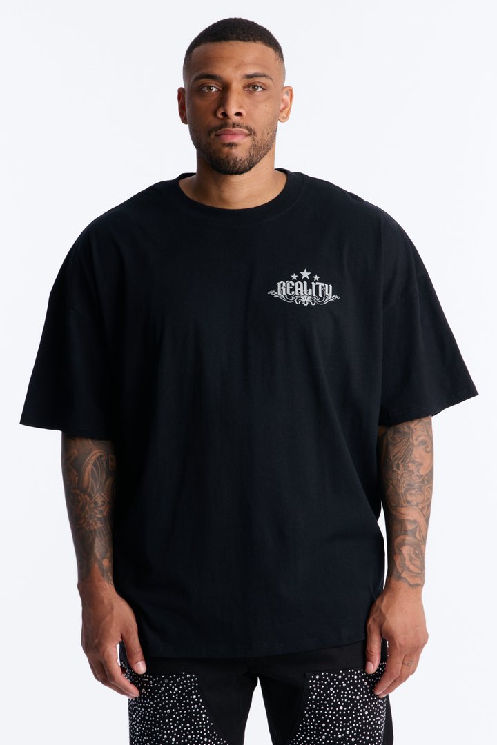 Reality Star Oversized Short Sleeve Tee - Black