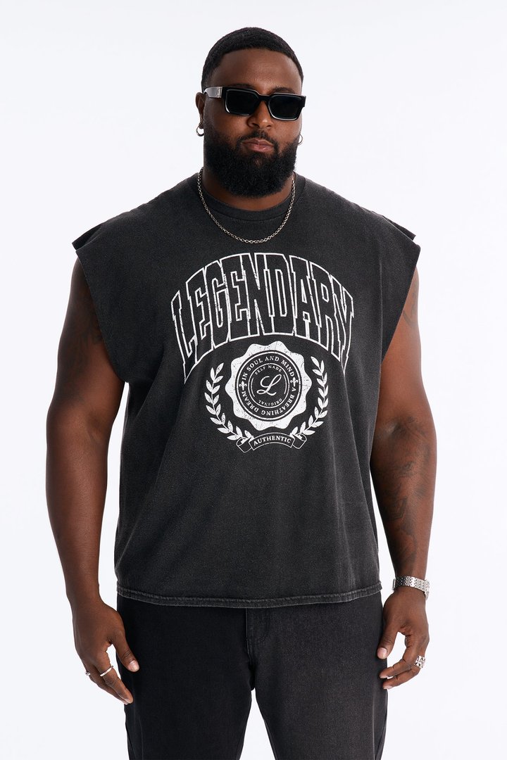 Legendary Vintage Oversized Muscle Tee - Black