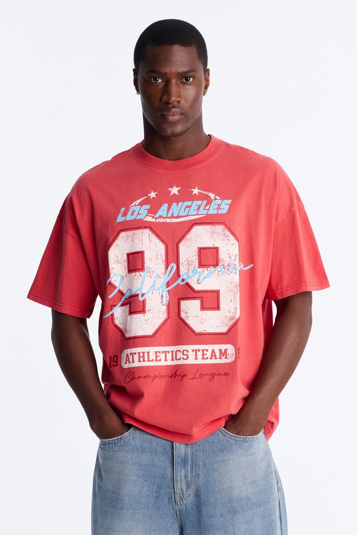 LA Athletics Team 99 Oversized Short Sleeve Tee - Red