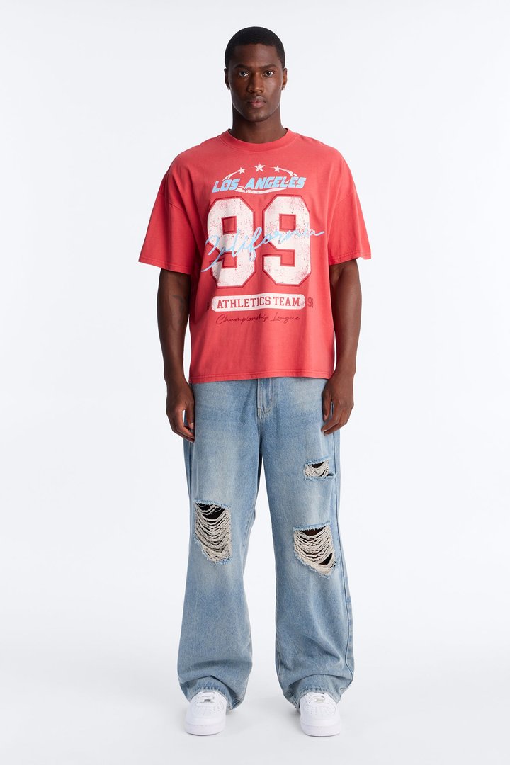 LA Athletics Team 99 Oversized Short Sleeve Tee - Red