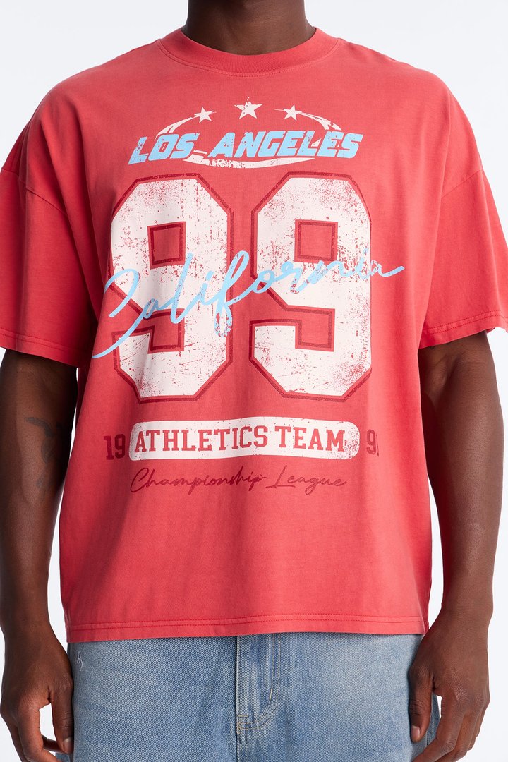 LA Athletics Team 99 Oversized Short Sleeve Tee - Red