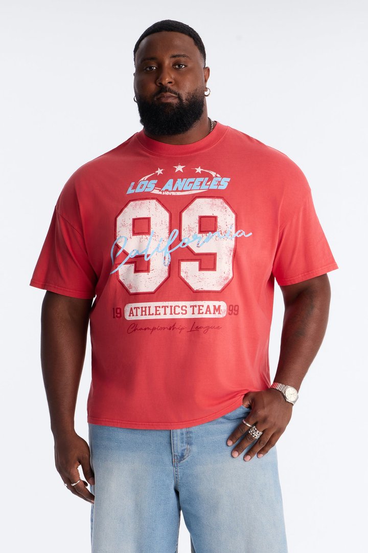 LA Athletics Team 99 Oversized Short Sleeve Tee - Red