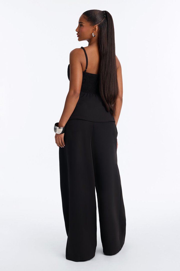 Chantel Belted Vest Pant Set - Black