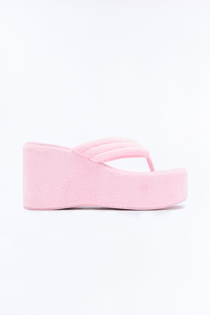 Hot Springs Terry Thong Wedges - Pink