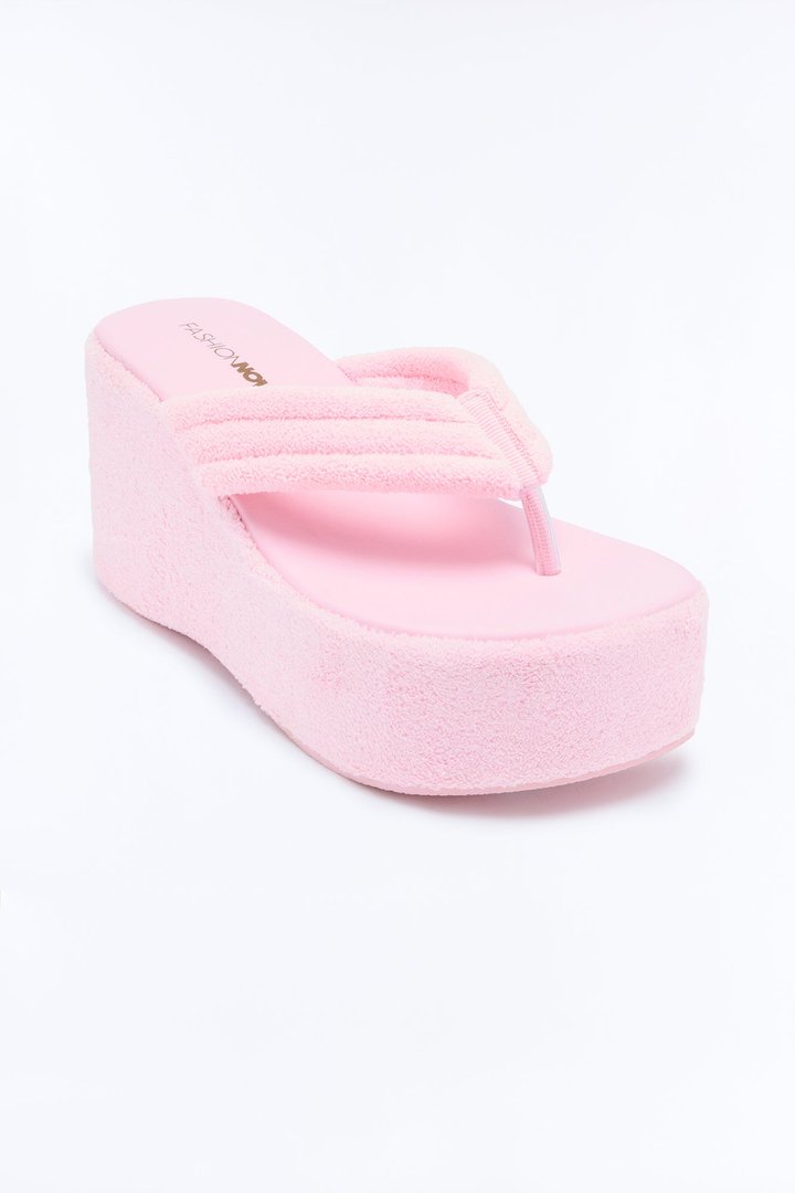 Hot Springs Terry Thong Wedges - Pink