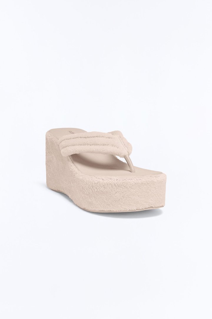 Hot Springs Terry Thong Wedges - Taupe