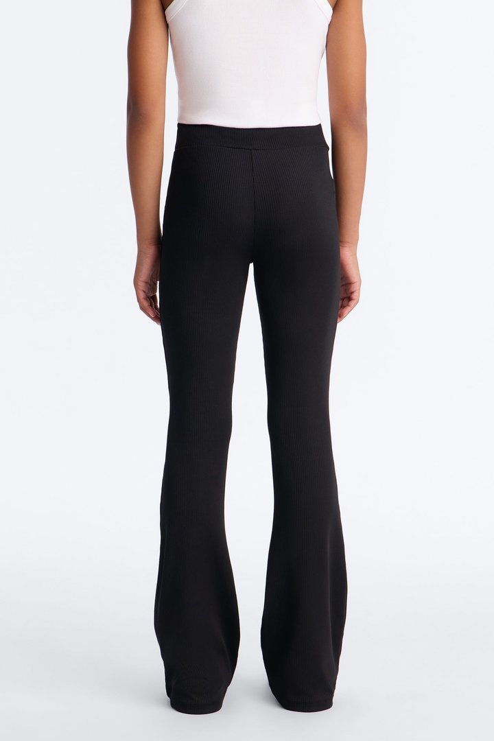 Mini Amber Ribbed Flare Pant - Black