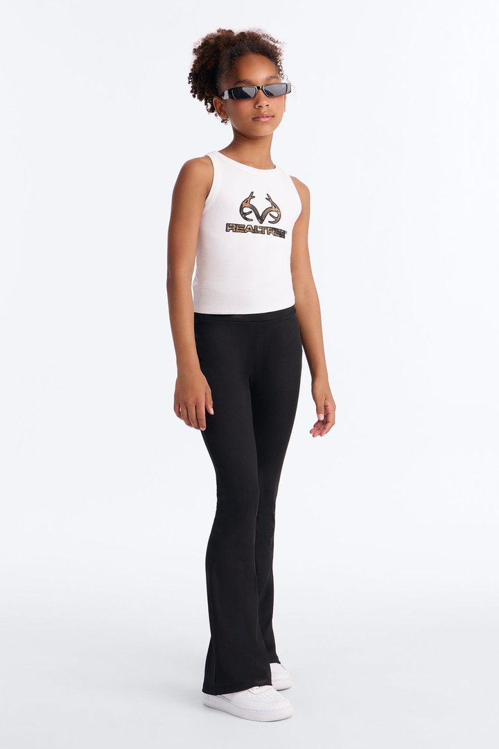 Mini Amber Ribbed Flare Pant - Black