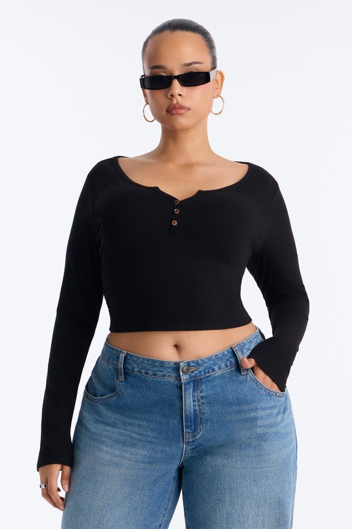 Lora Long Sleeve Top - Black