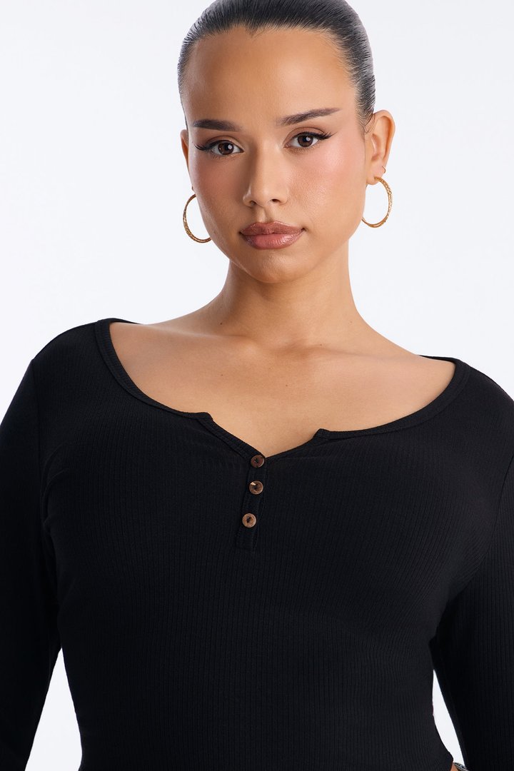 Lora Long Sleeve Top - Black