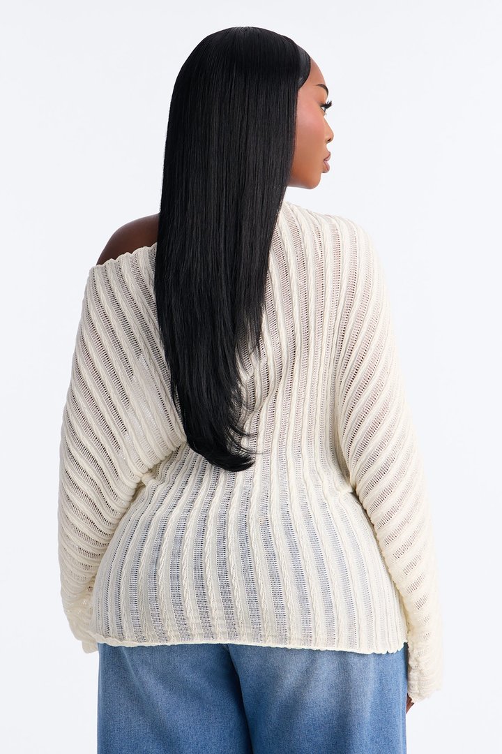 Silent Romance Tie Waist Pullover Sweater - Cream