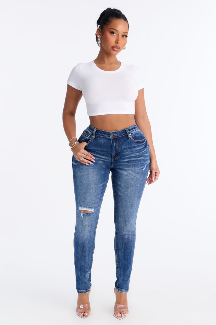 Janice Super Cropped Crew Neck Baby Tee - White