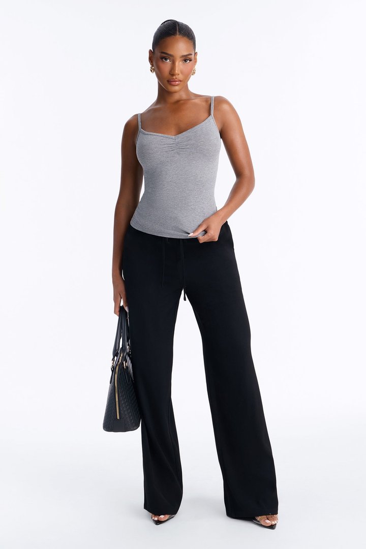 Allie Ruched Bust Cami Tank Top - Dark Grey