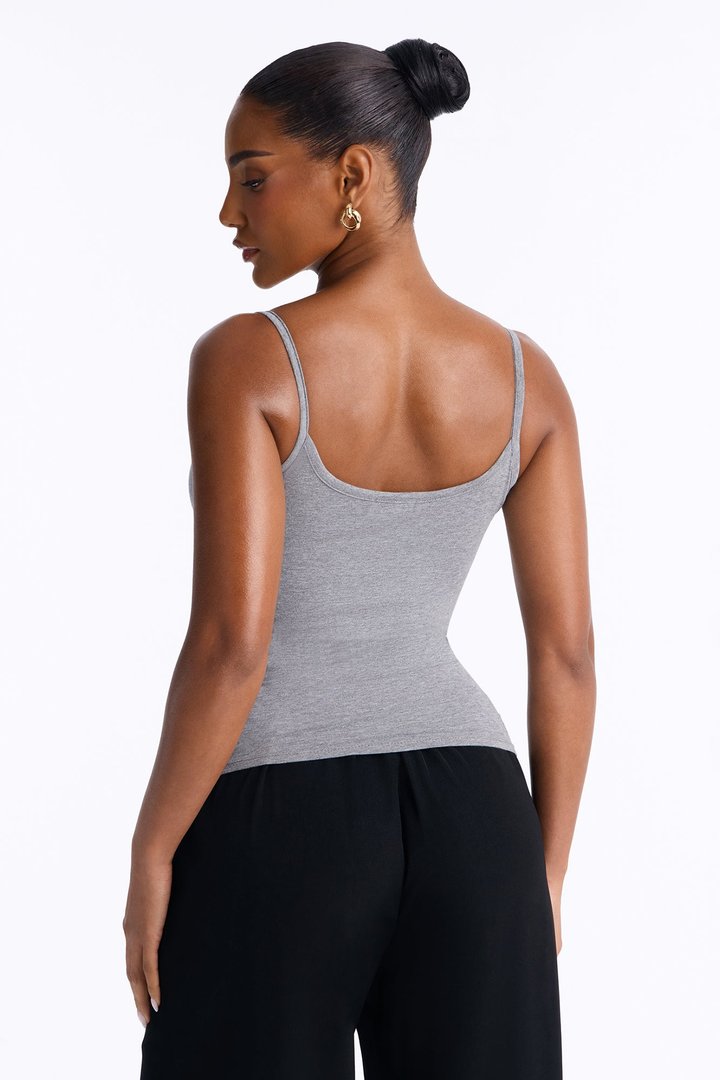 Allie Ruched Bust Cami Tank Top - Dark Grey