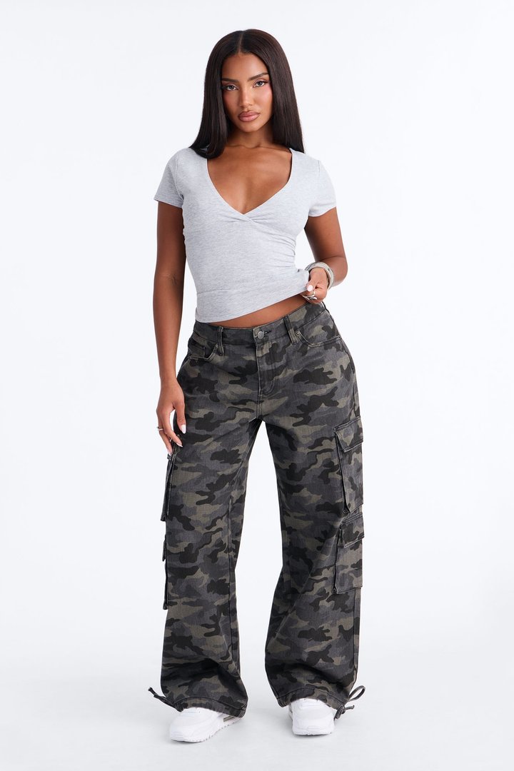 Becca V Neck Baby Tee - HeatherGrey