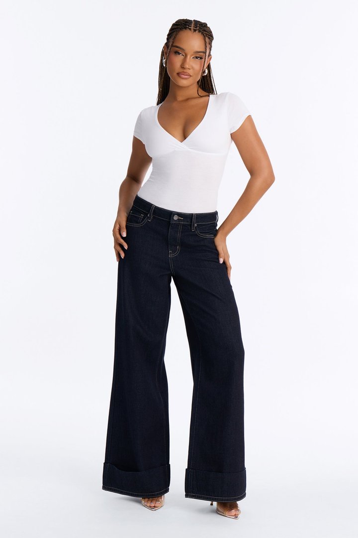 Becca V Neck Baby Tee - White