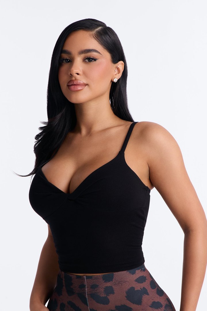 Sweetheart Twisted Bust Cami Top - Black