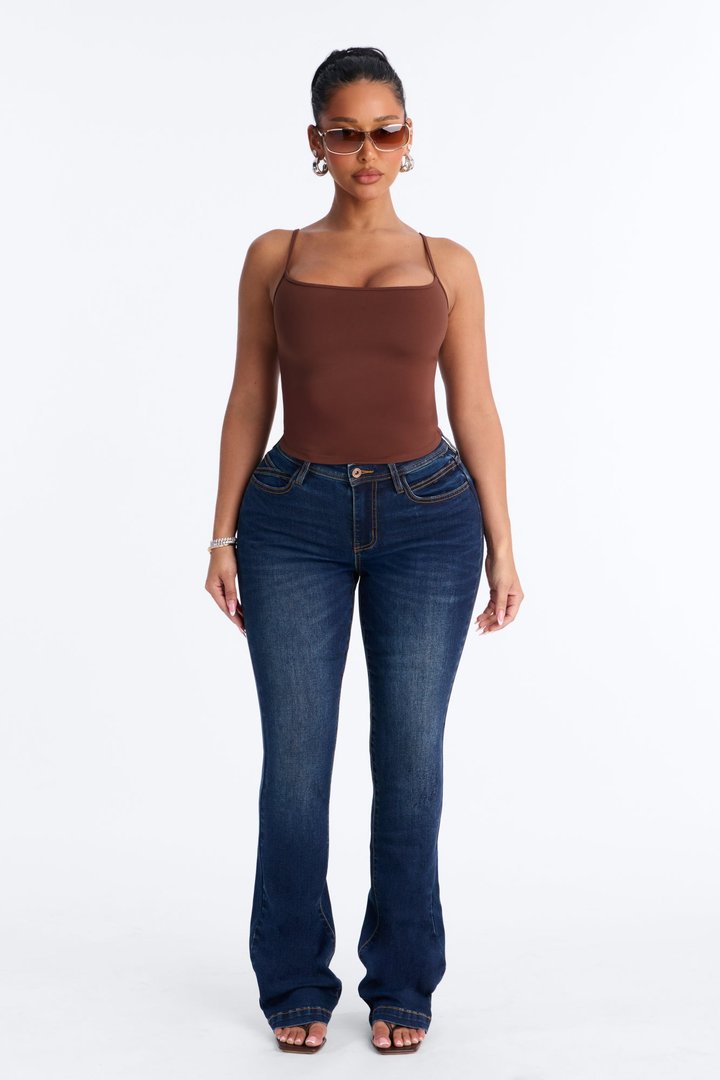On The Go Spaghetti Strap Tank Top - Brown