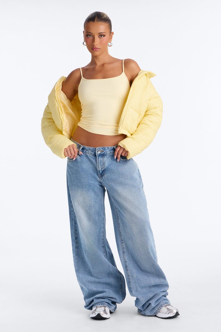 On The Go Spaghetti Strap Tank Top - Butter Yellow