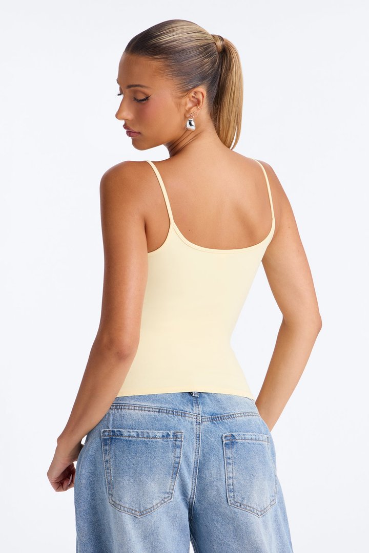 On The Go Spaghetti Strap Tank Top - Butter Yellow