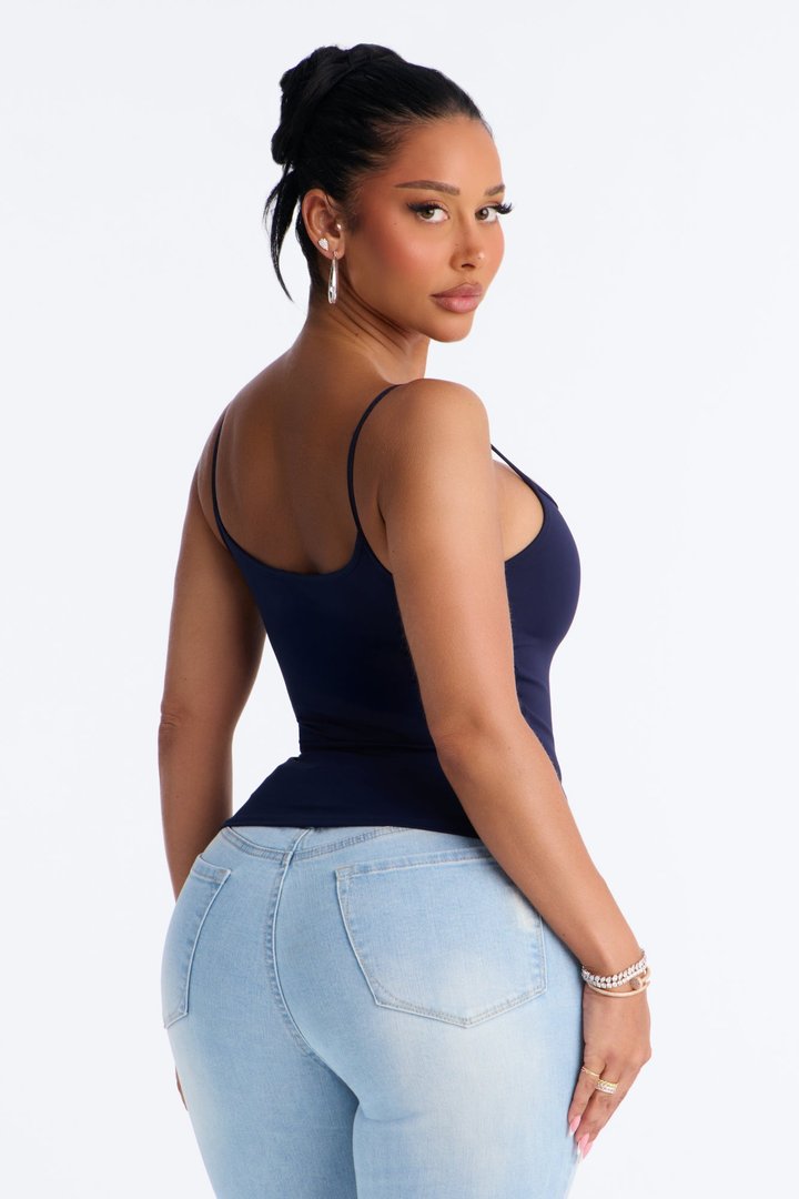 On The Go Spaghetti Strap Tank Top - Navy