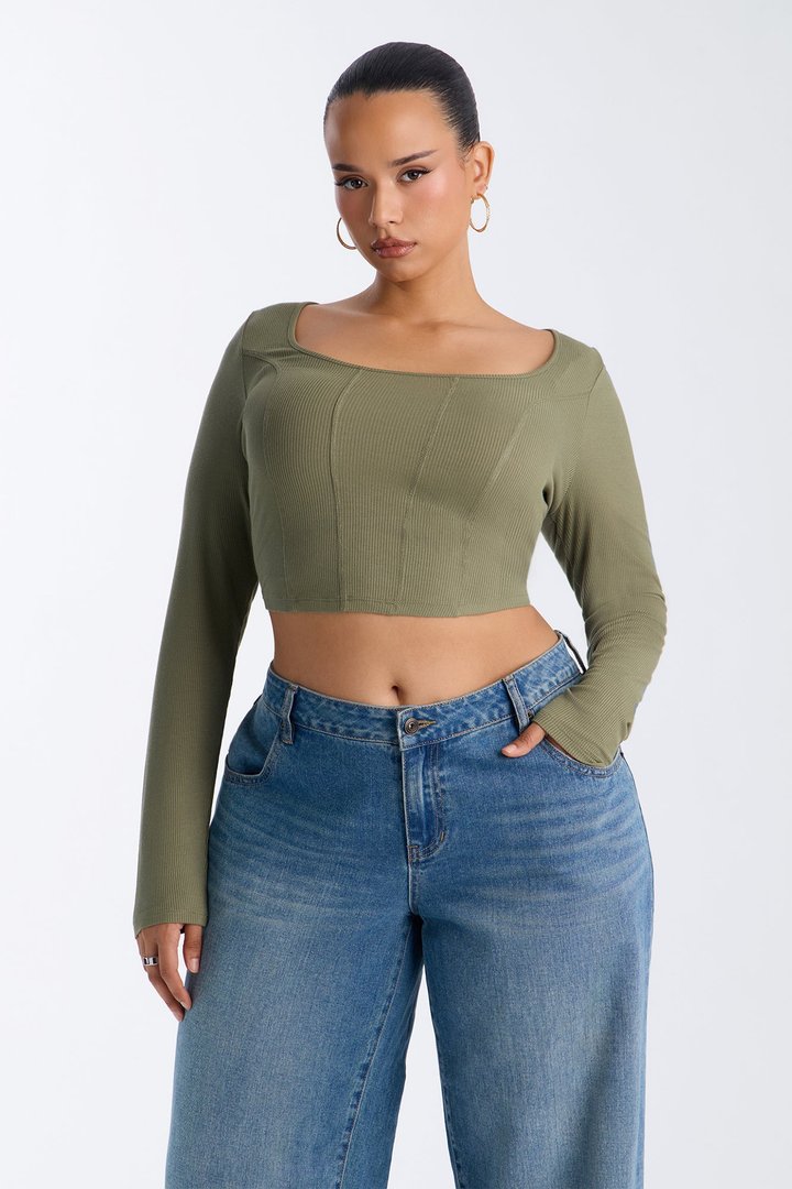 Daria Ribbed Top - Olive
