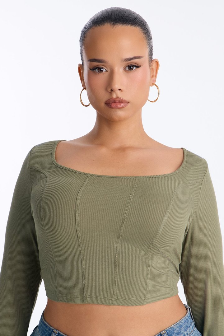 Daria Ribbed Top - Olive