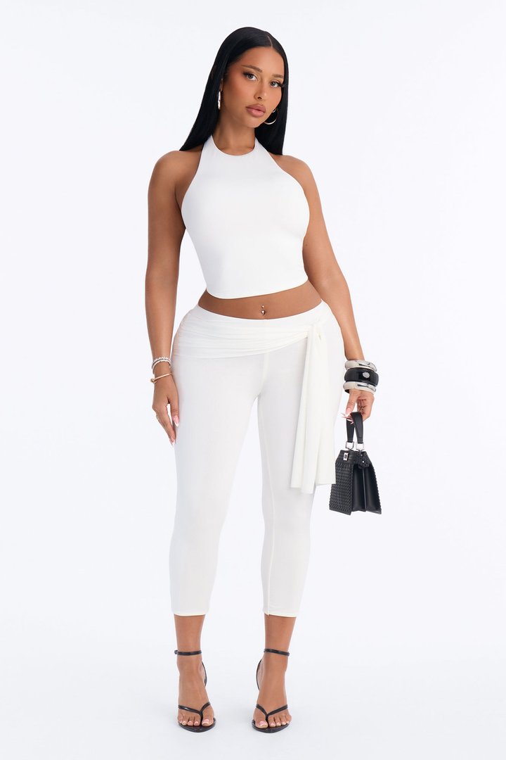 Savannah Seamless Halter Crop Top - OffWhite
