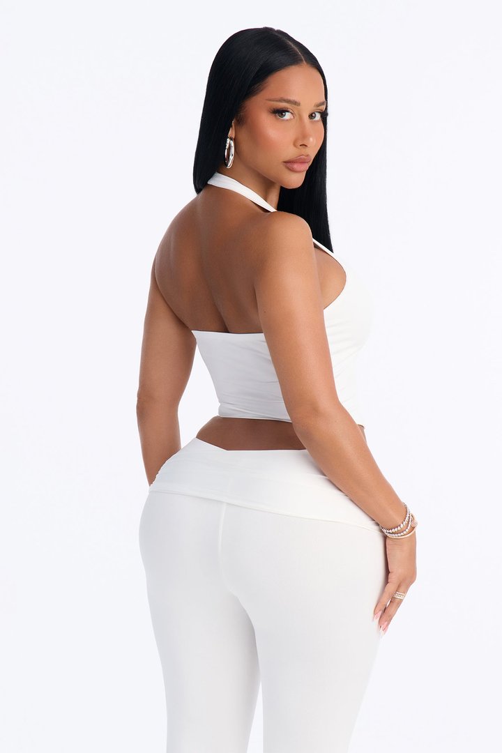 Savannah Seamless Halter Crop Top - OffWhite