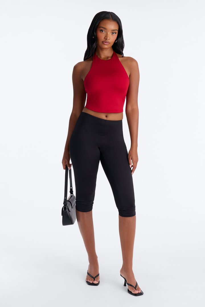 Savannah Seamless Halter Crop Top - Red
