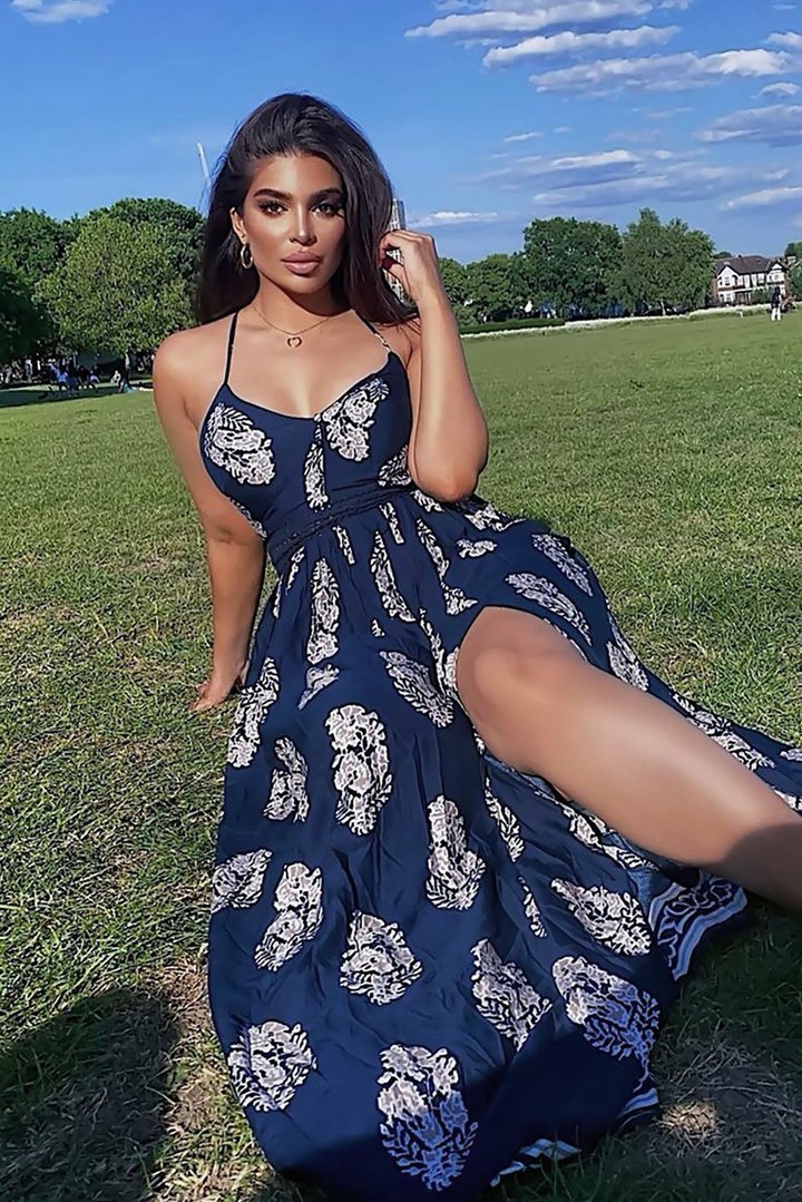 Holy Slit Dress - Navy