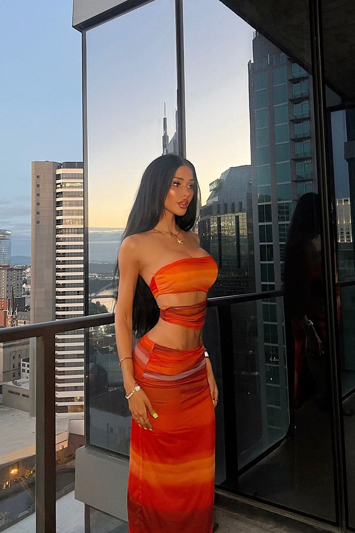 Horizon Heat Mesh Skirt Set - Orange/combo