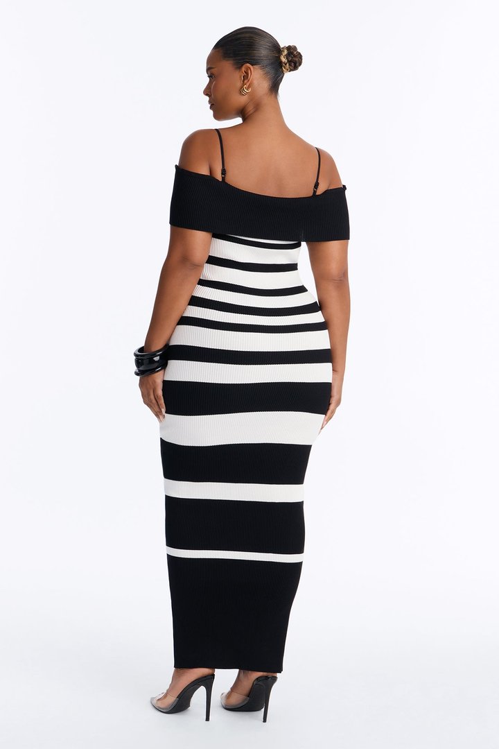 Simple Slay Sweater Maxi Dress - Black/White
