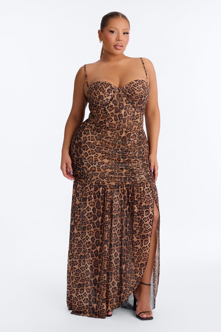 It Girl Energy Leopard Mesh Maxi Dress - Leopard
