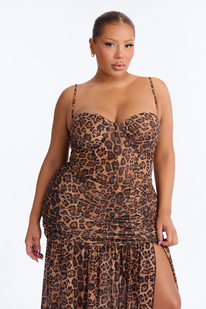 It Girl Energy Leopard Mesh Maxi Dress - Leopard