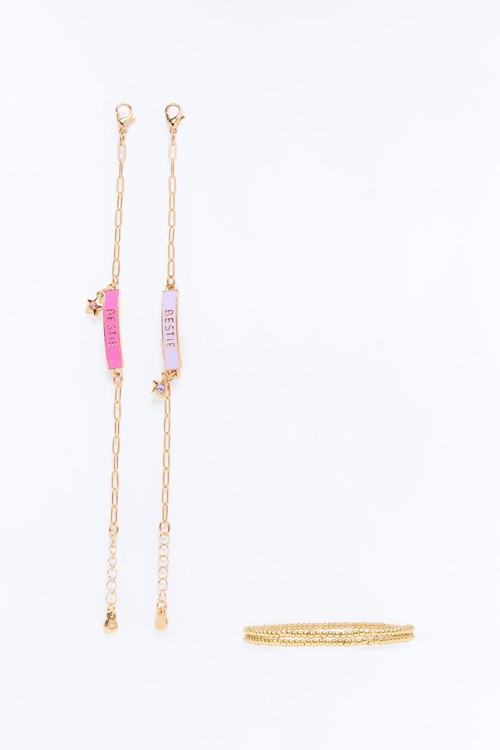 Mini Bestie For The Restie 4pc Bracelet Set - Gold
