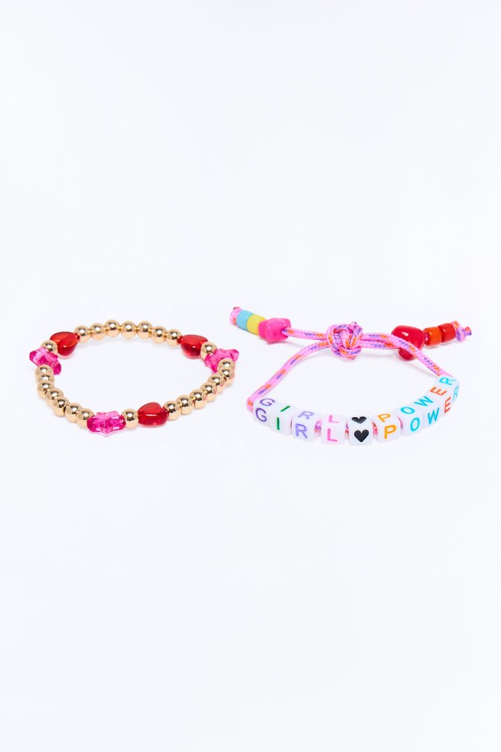 Mini Girl Power 2pc Bracelet Set - Gold/combo