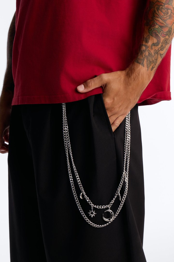 Over The Moon Layered Pant Chain - Silver