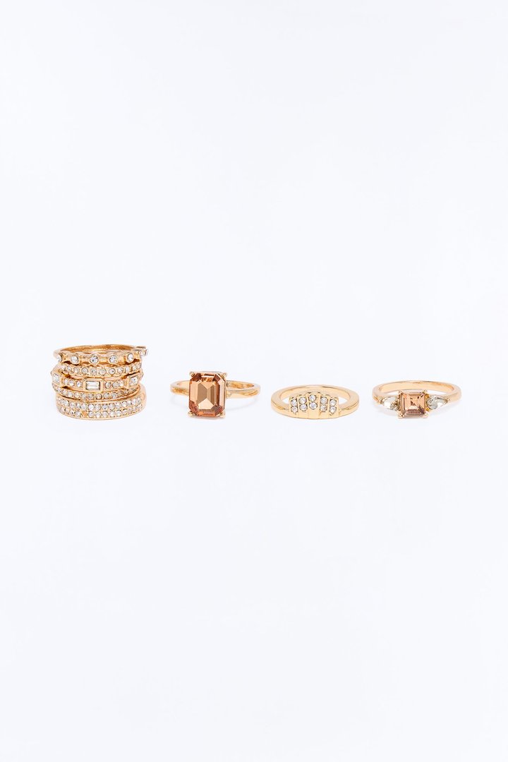 My Way 8 Piece Ring Set - Gold/combo