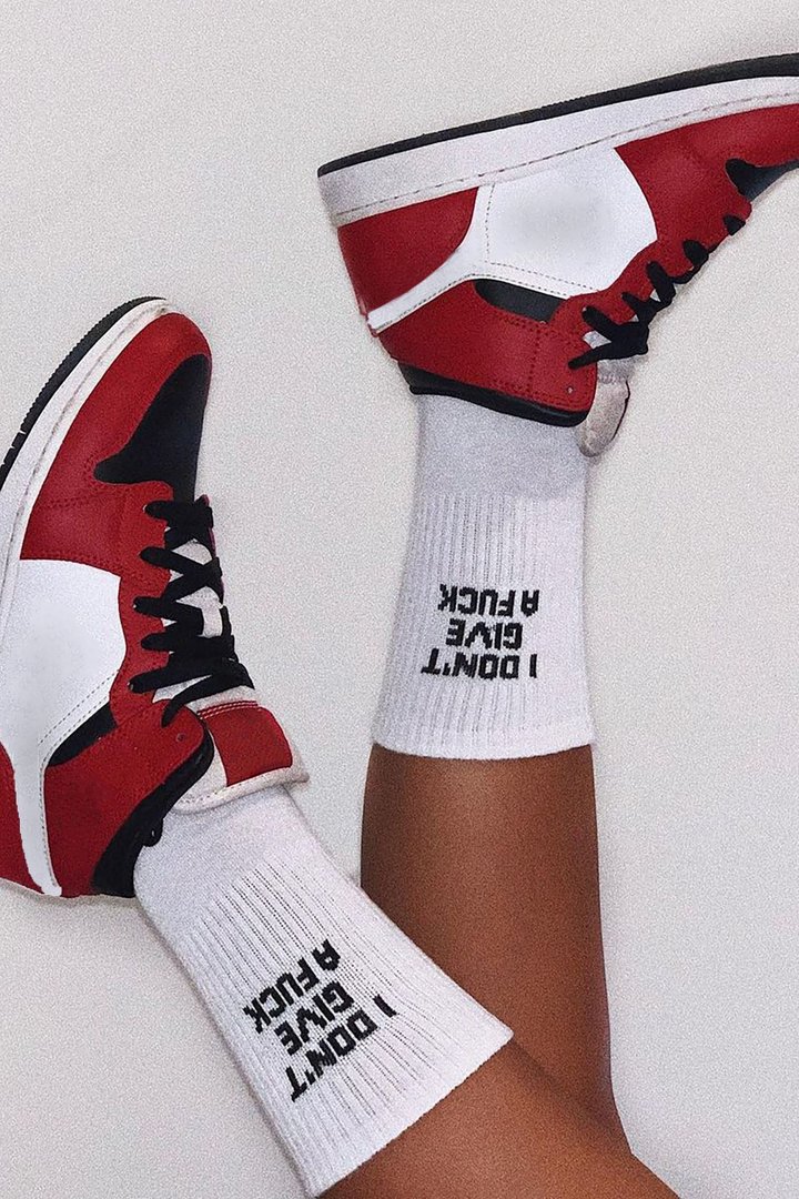 I Don't Give A Fuck Socks - White/Black