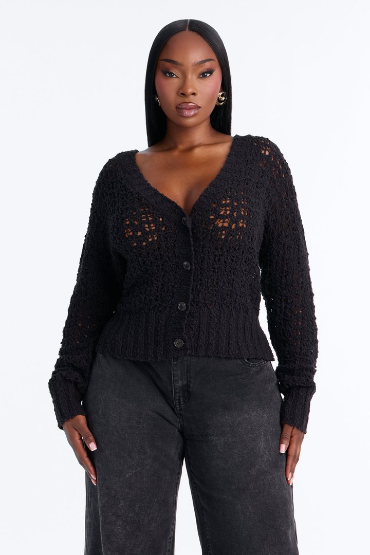 Made With Love Crochet Cardigan - Black