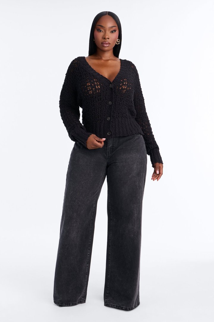 Made With Love Crochet Cardigan - Black