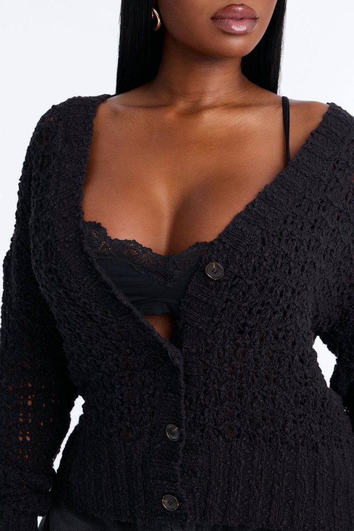 Made With Love Crochet Cardigan - Black
