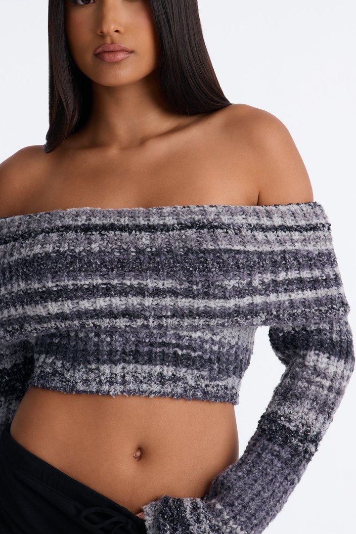 Autumn Leaves Off Shoulder Sweater - Black/combo