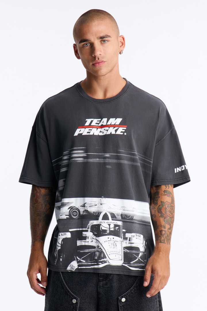 Team Penske Racing Vintage Oversized Short Sleeve Tee - Black