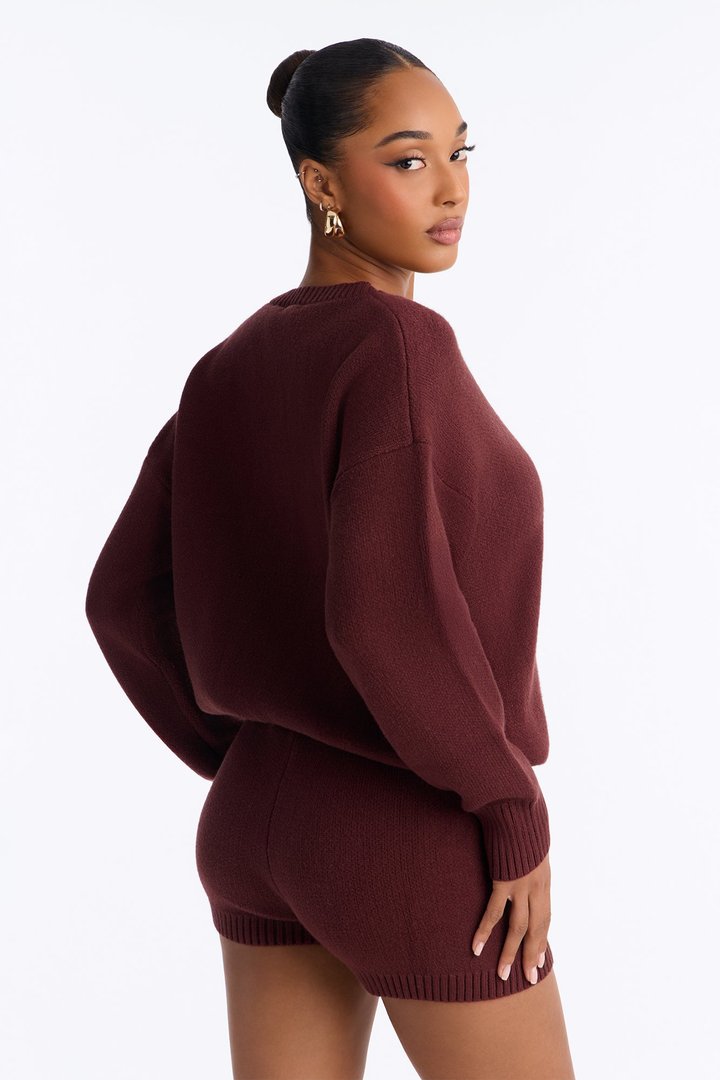 Soft Life Long Sleeve Sweater Romper - Chocolate