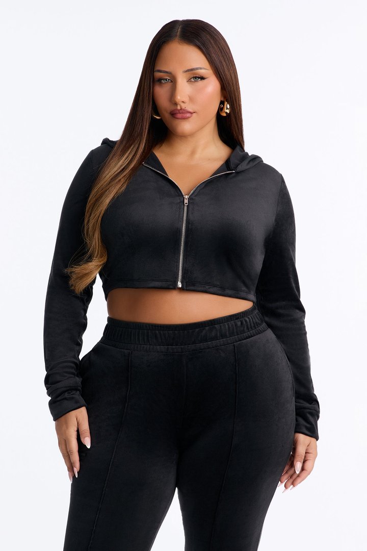 Amelia Velour Pant Set - Black