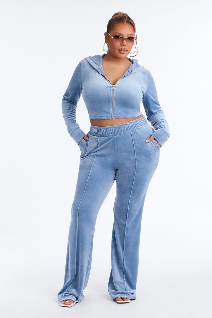 Amelia Velour Pant Set - Blue